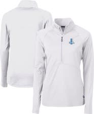 Cutter & Buck Women's Cutter & Buck White Detroit Lions Throwback Logo Adapt Eco Knit Stretch Recycled Half-Zip Pullover Top
