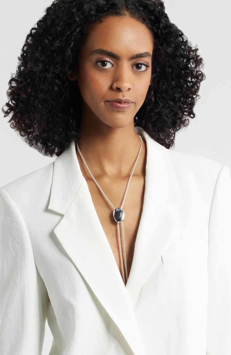 Open Edit Puffy Pebble Bolo Necklace, Alternate, color, Silver