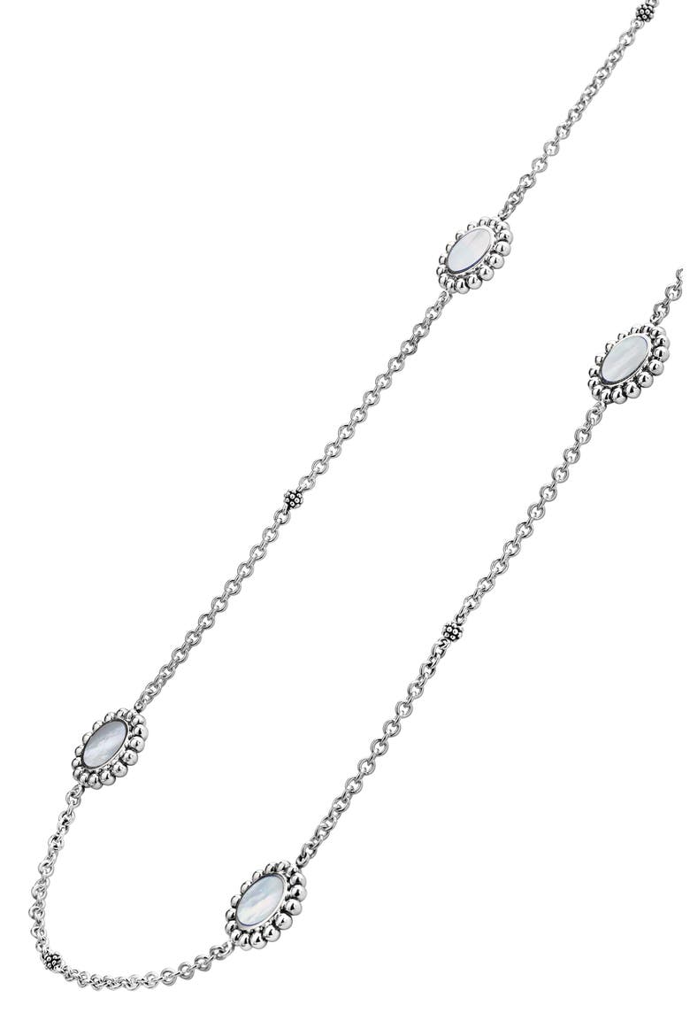 Maya Circle Station Necklace, Alternate, color, SILVER/ WHITE MOTHER OF PEARL