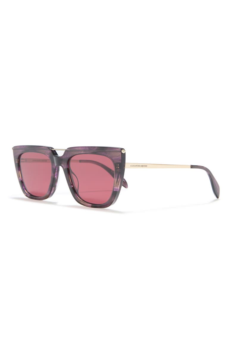 Alexander McQueen 54mm Square Sunglasses, Alternate, color, VIOLET GOLD RED