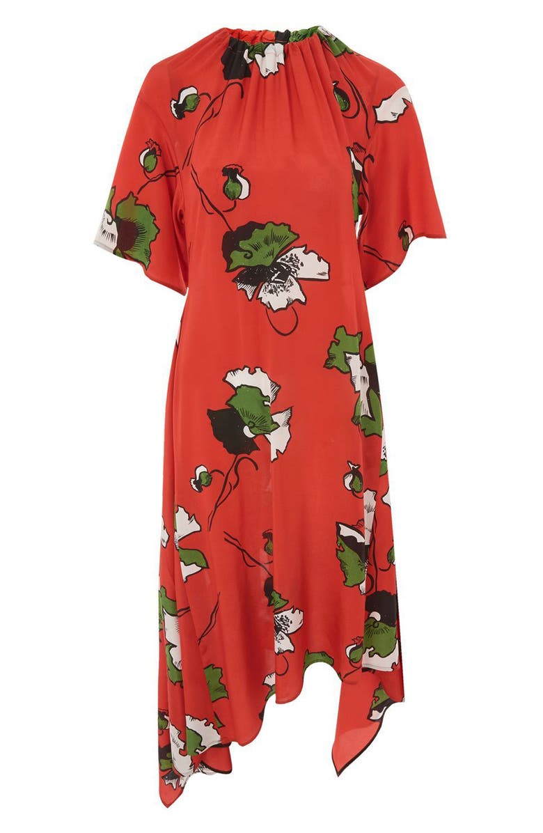 Topshop Boutique Poppy Godet Silk Dress, Alternate, color,