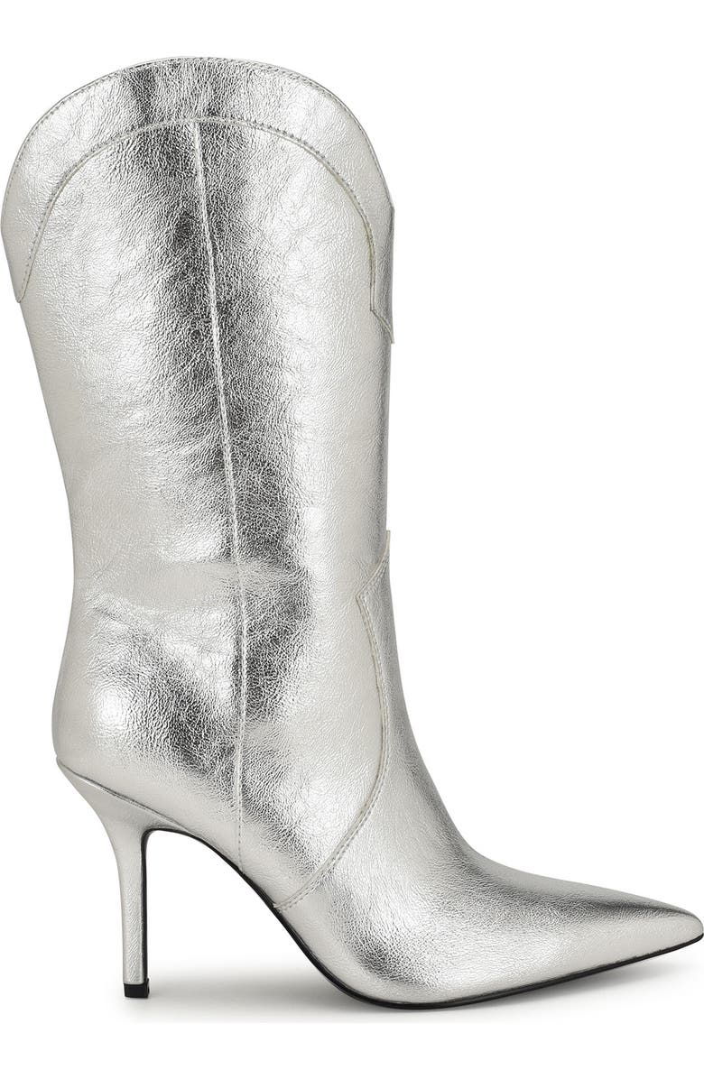 Nine West Grasy Western Boot, Alternate, color, Silver