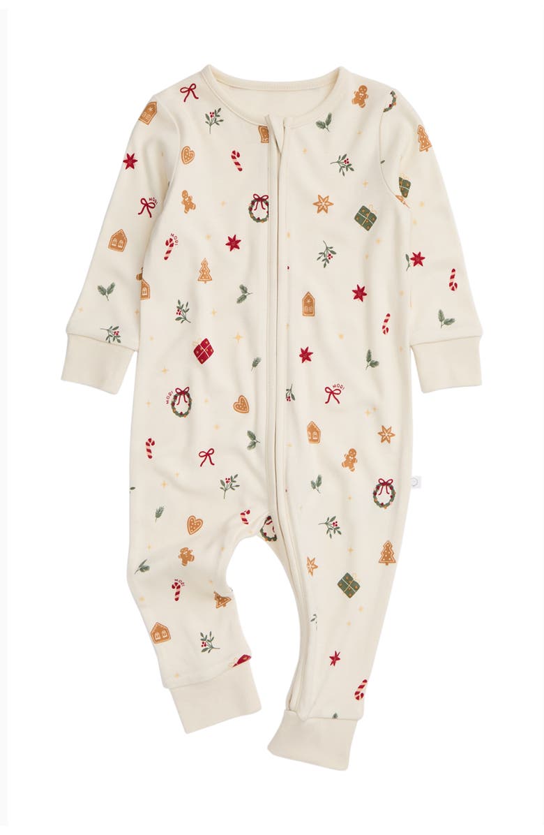 MORI Christmas Two Way Zip-Up Romper, Main, color, White Christmas