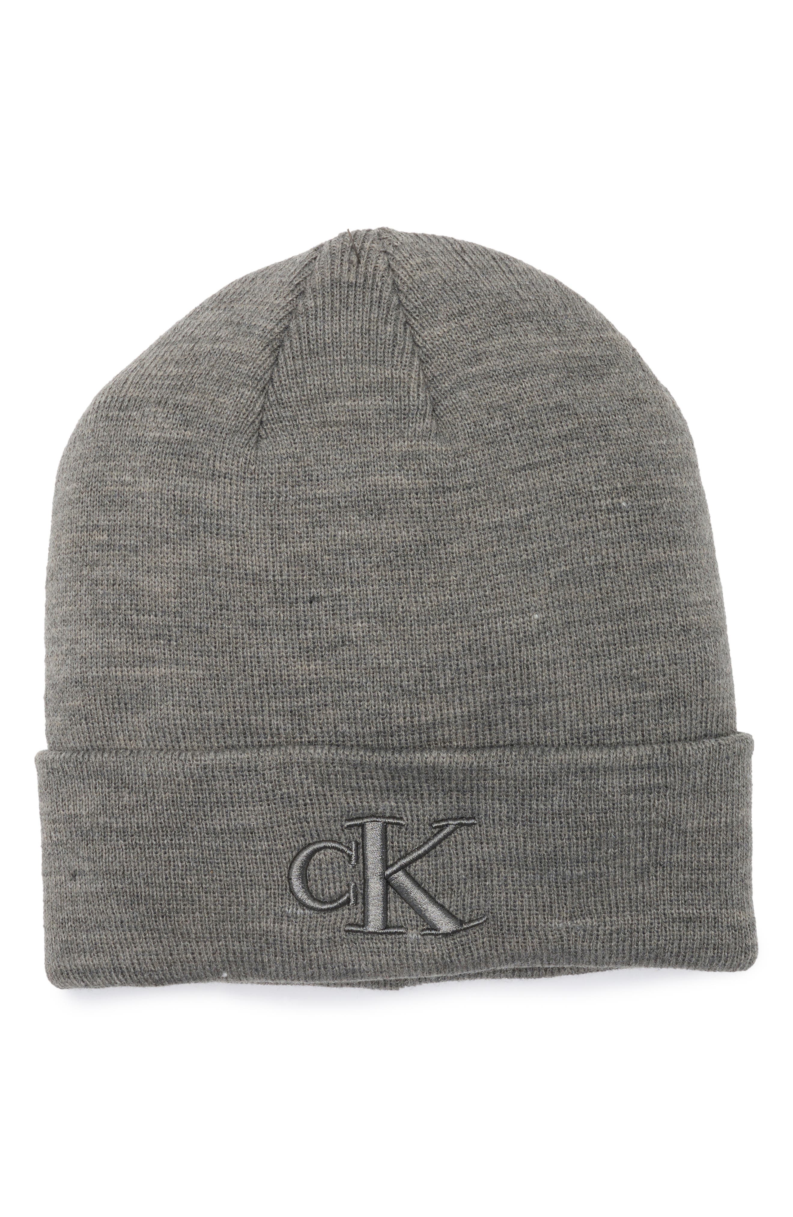 Calvin Klein 3D Embroidered cK Monogram Cuff Beanie
