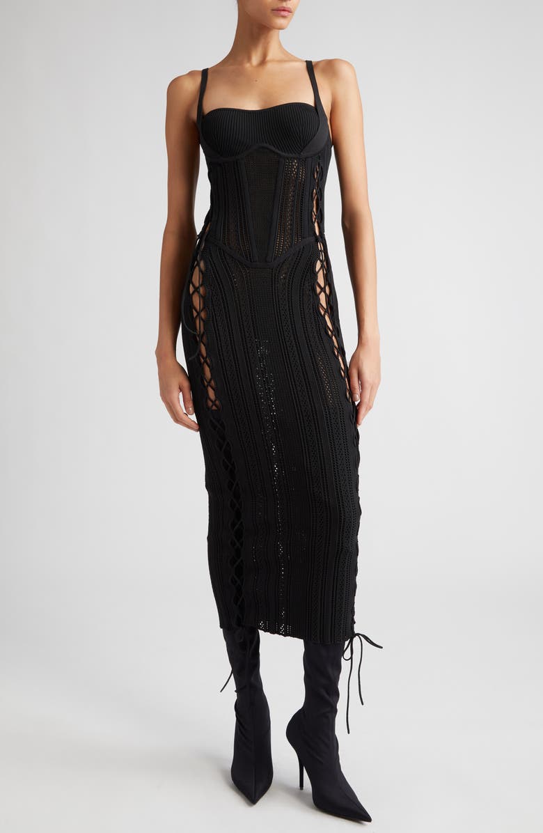 Dion Lee Side Laced Openwork Corset Dress, Main, color,