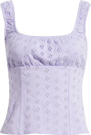 BP. Ruched Cotton Eyelet Tank