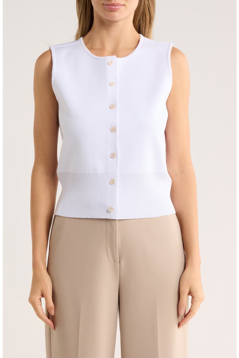 Julianna Button Front Sweater Vest, Main, color, WHITE