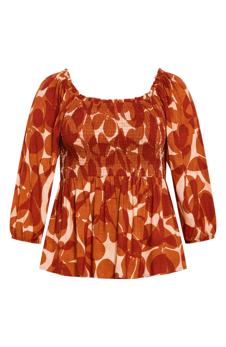 City Chic Poppy Balloon Sleeve Peplum Top, Alternate, color, 