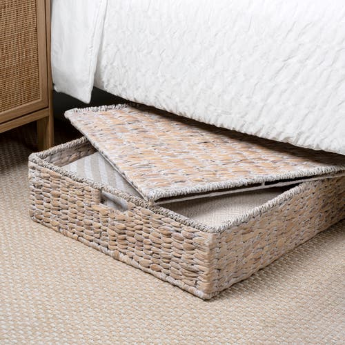Happimess Holden 30" Classic Costal Hand-woven Hyacinth Wicker Under Bed Storage Basket With Lid In Neutral
