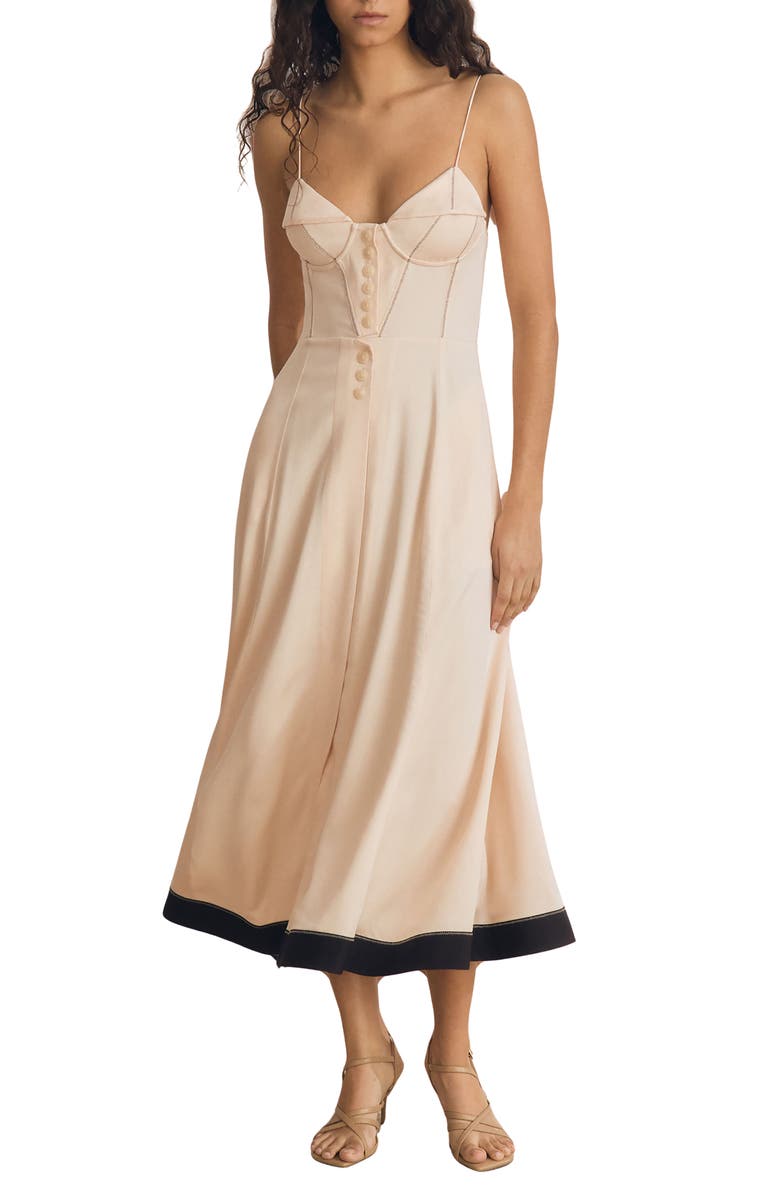 Reiss Atelier Virginia Stitch Detail Bustier Bodice Midi Dress, Main, color, 