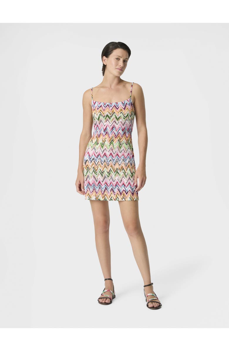 Missoni Mini Dress In Stretch Viscose With Lace And Zigzag Motif, Alternate, color, Multicoloured