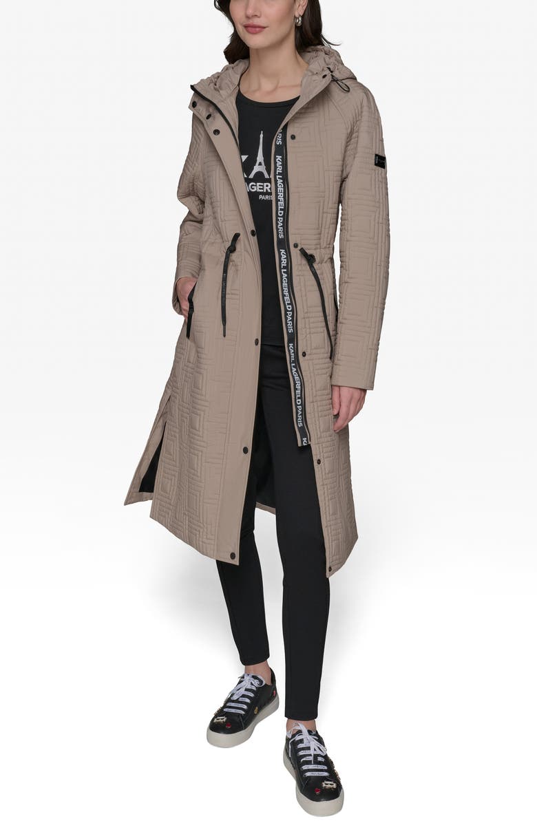 KARL LAGERFELD PARIS Double L Quilted Coat, Alternate, color, Sand
