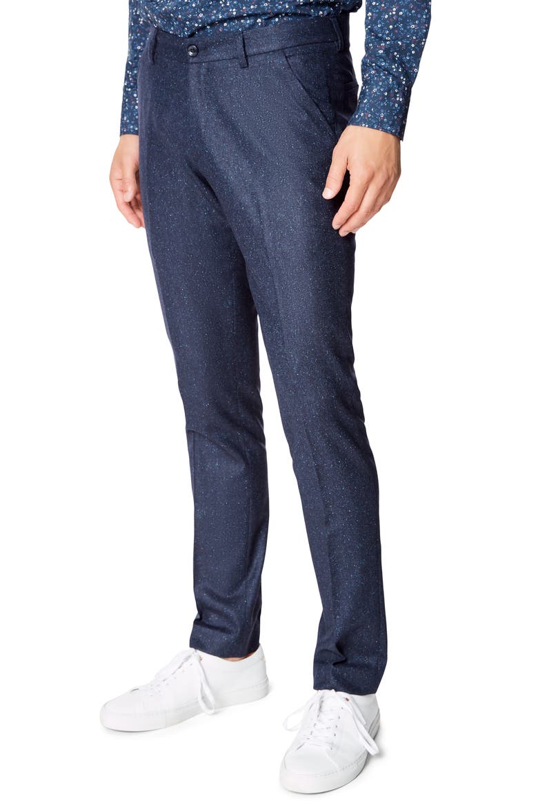Soho Flat Front Stretch Wool Blend Dress Pants, Alternate, color, NAVY