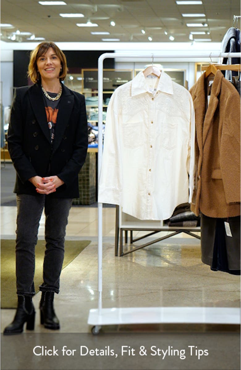 Arizona Tonal Embroidered Oversize Cotton Button-Up Shirt, sales video thumbnail