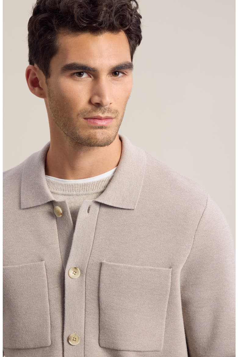Merino Wool Blend Button Front Cardigan, Alternate, color, TAN COBBLESTONE HEATHER