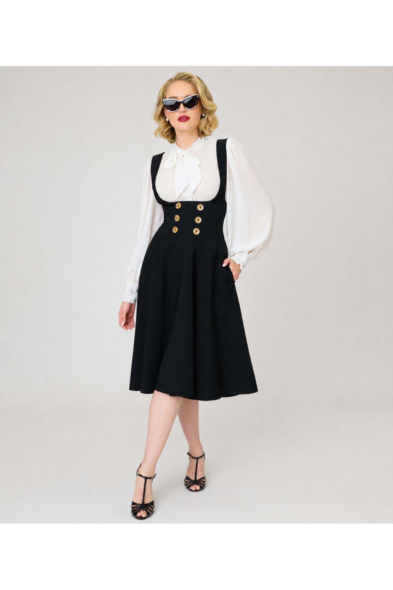 Corset Pinafore Skirt, Main, color, Black Solid