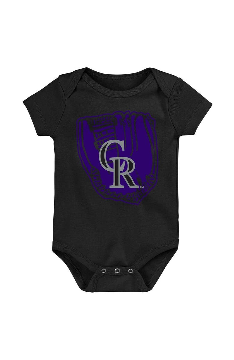 Outerstuff Newborn & Infant Purple/Black/White Colorado Rockies Minor League Player Three-Pack Bodysuit Set, Alternate, color, Purple
