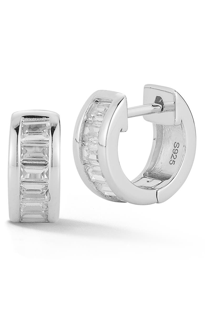 GLAZE JEWELRY Cubic Zirconia Small Hoop Earrings, Main, color, Silver