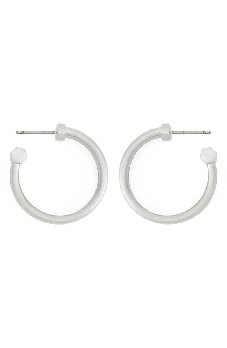 AllSaints Tube Hoop Earrings, Alternate, color, Warm Silver