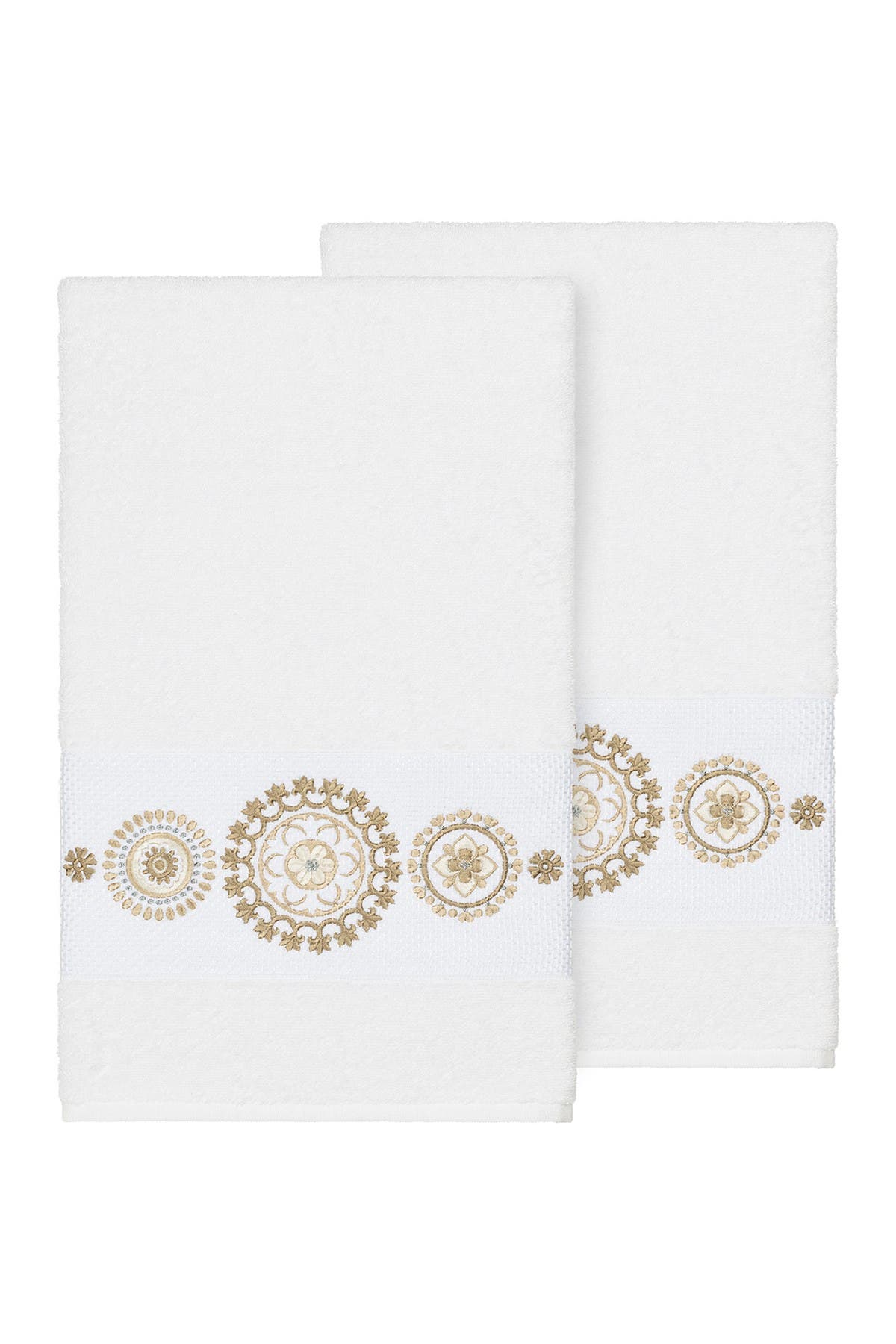 Linum Home Textiles Isabell Embellished Bath Towel - Set of 2 - White