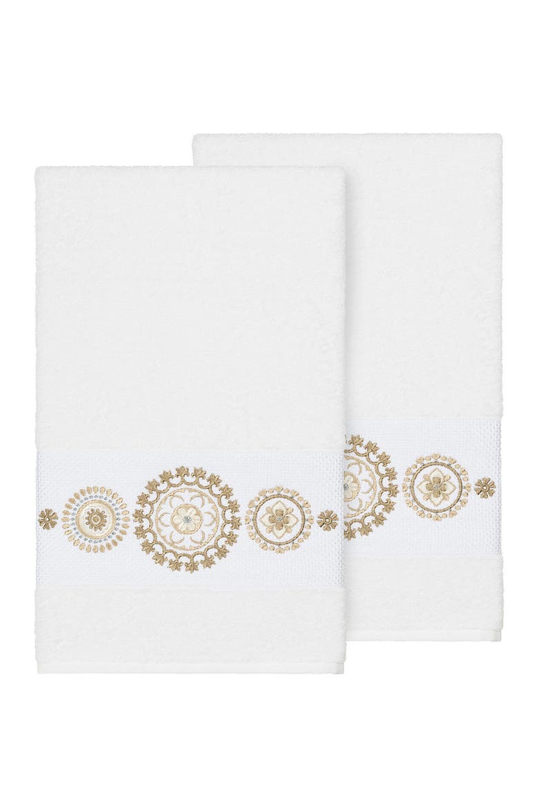 Isabell Embellished Bath Towel - Set of 2 - White, Main, color, WHITE