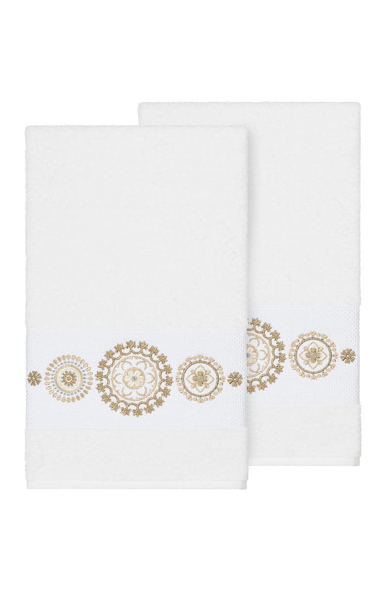 Linum Home Textiles Isabell Embellished Bath Towel - Set of 2 - White, Main, color, White