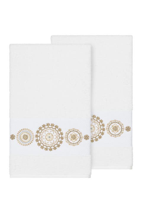 Isabell Embellished Bath Towel - Set of 2 - White