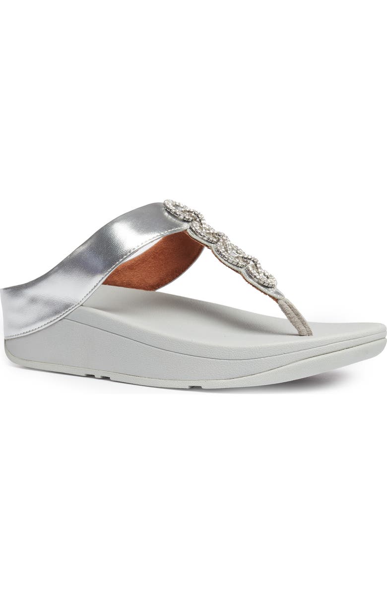 FitFlop Fino Crystal Embellished Thong Platform Sandal, Main, color, Silver