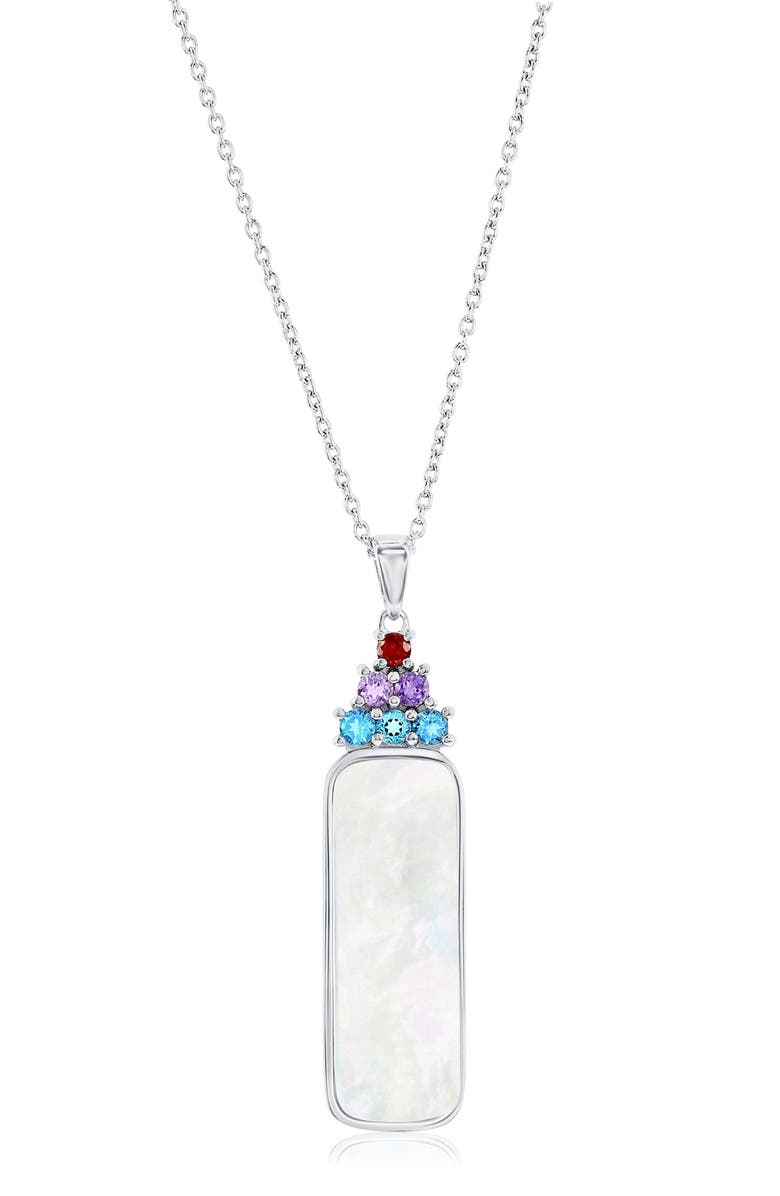 SIMONA Mother-of-Pearl & Cubic Zirconia Pendant Necklace, Main, color, Multi-Color