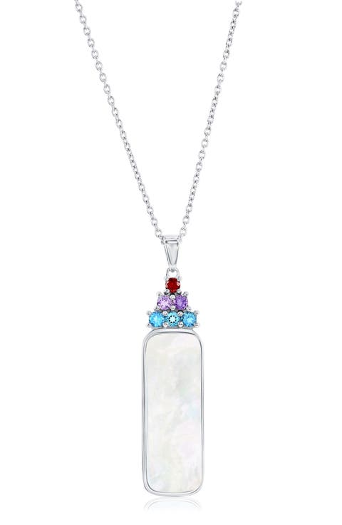 Mother-of-Pearl & Cubic Zirconia Pendant Necklace