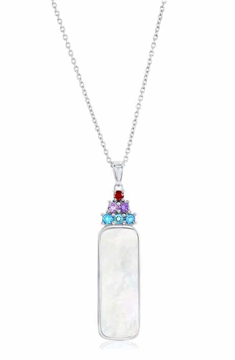 SIMONA Mother-of-Pearl & Cubic Zirconia Pendant Necklace