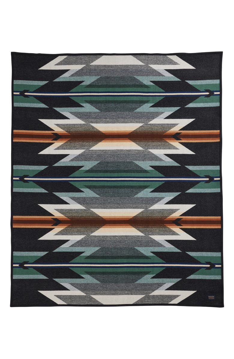 Pendleton Jacquard Unnapped Wool Blend Blanket, Main, color, Wyeth Trail Oxford