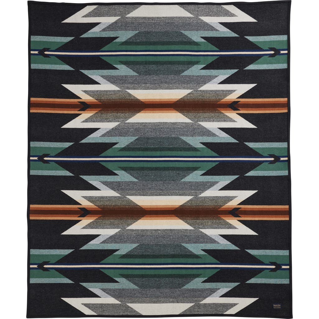 Pendleton Jacquard Unnapped Wool Blend Blanket In Black