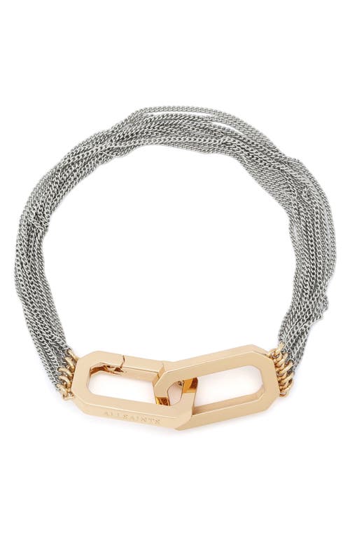 Allsaints Two-tone Layered Chain Bracelet In Metallic