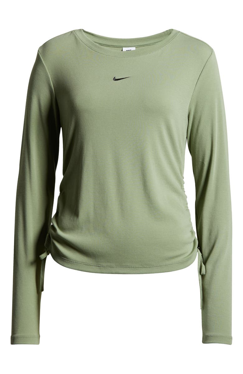 Nike Sportswear Ruched Long Sleeve Rib T-Shirt, Alternate, color, Oil Green/Black