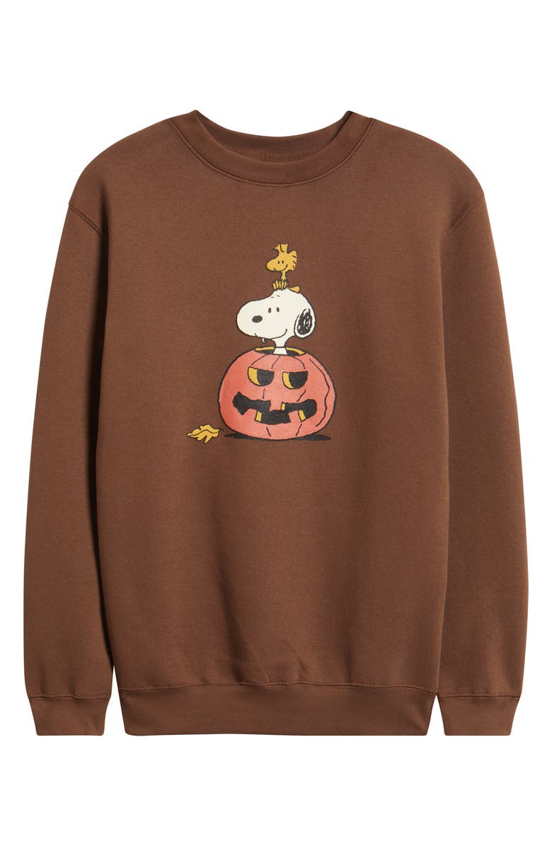 GOLDEN HOUR Peanuts<sup>®</sup> Snoopy Jack O' Lantern Fleece Graphic Sweatshirt, Alternate, color,