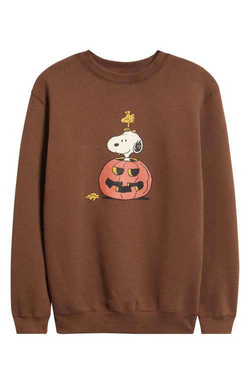 Golden Hour Peanuts® Snoopy Jack O' Lantern Fleece Graphic Sweatshirt In Brown