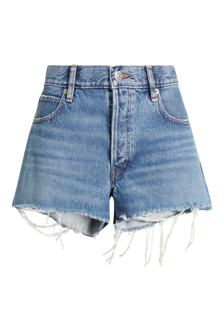 The Hang Frayed Hem Denim Shorts, Alternate, color, DELILAH