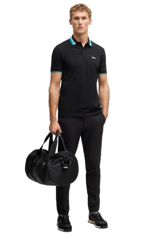 Hugo Boss Boss Paddy Tipped Cotton Polo In Black