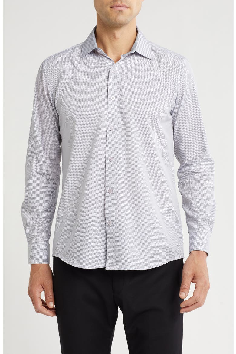 Slim Fit Performance Stretch Button-Down Shirt, Main, color, WHITE
