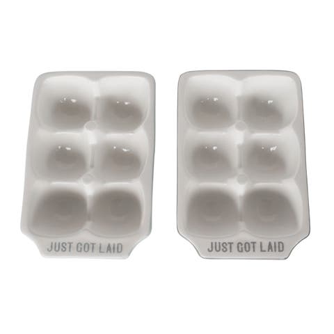 Pinkies Up Egg Holders Set of 2 Ceramic Pink