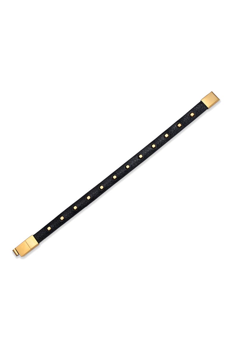 Studded Leather Bracelet, Alternate, color, BLACK