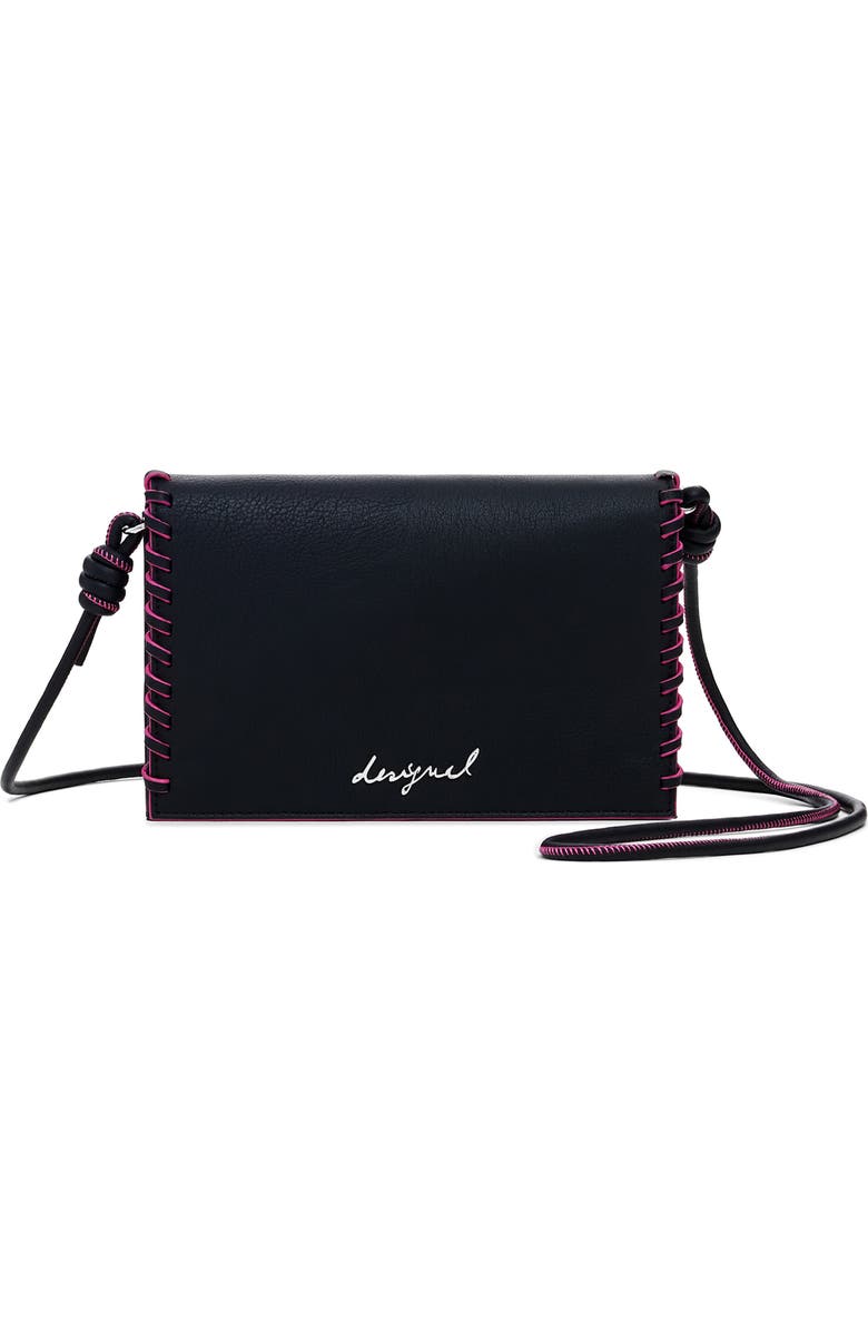 Desigual Others Faux Leather Wallet on a Strap, Main, color, Black