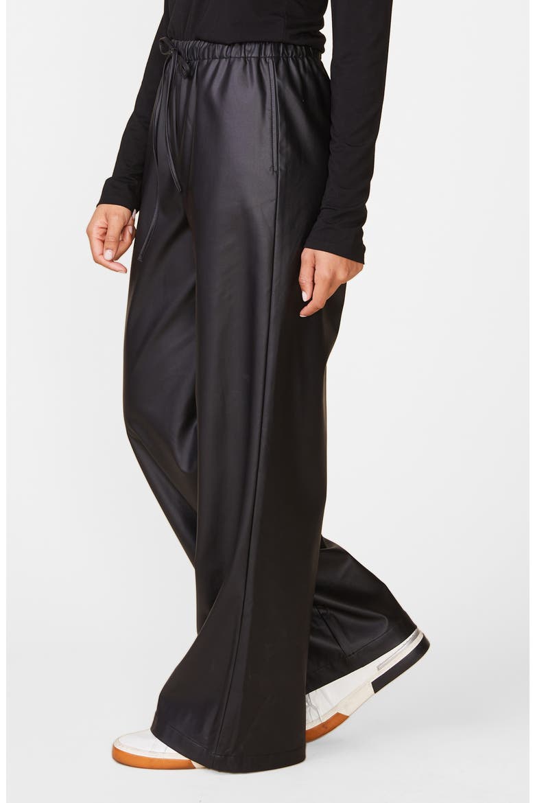 Faux Leather Wide Leg Pants, Alternate, color, BLACK