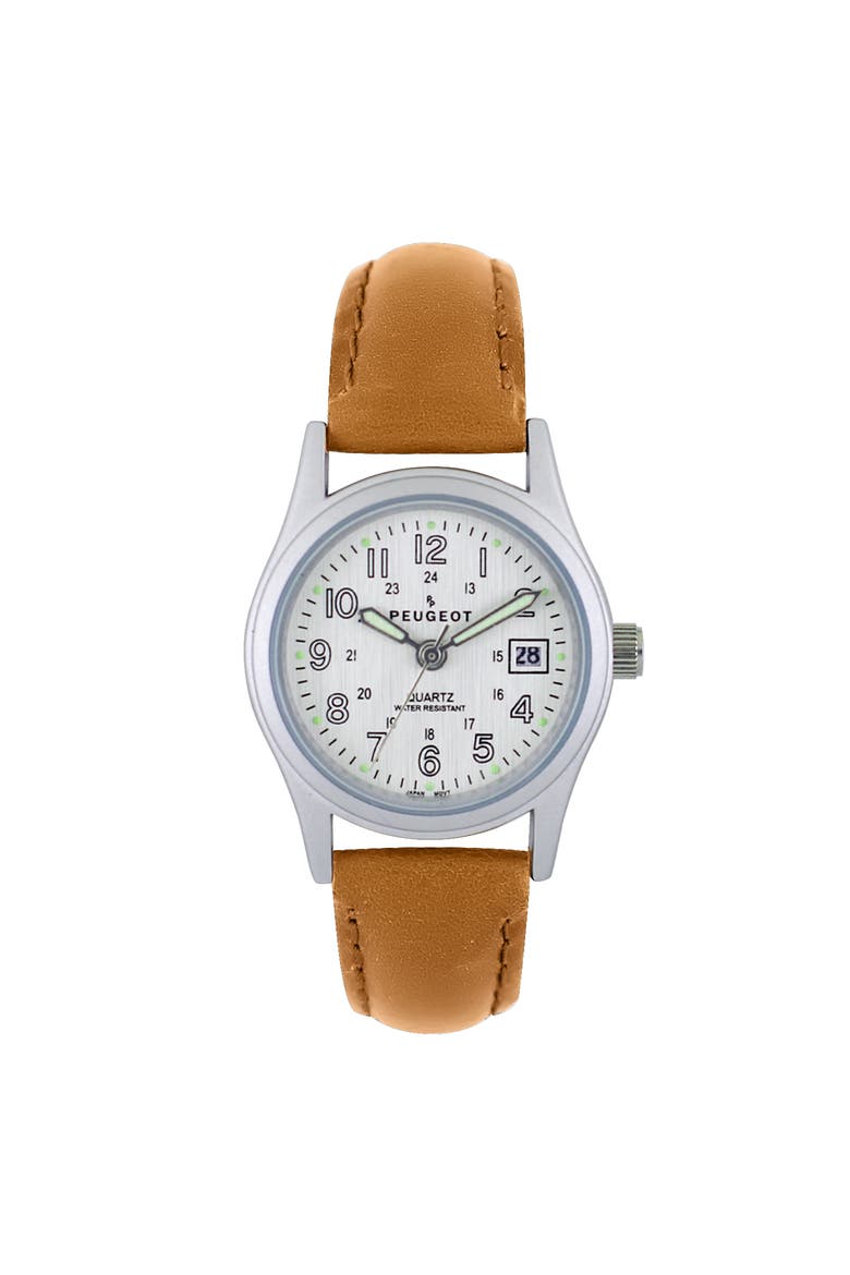 Nurses Sports Calendar Leather Watch- 25MM, Main, color, Brown