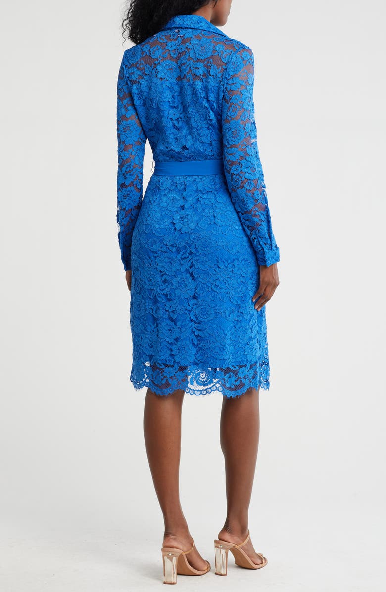 Nanette Lepore Belted Lace Shirtdress, Alternate, color, Cobalt