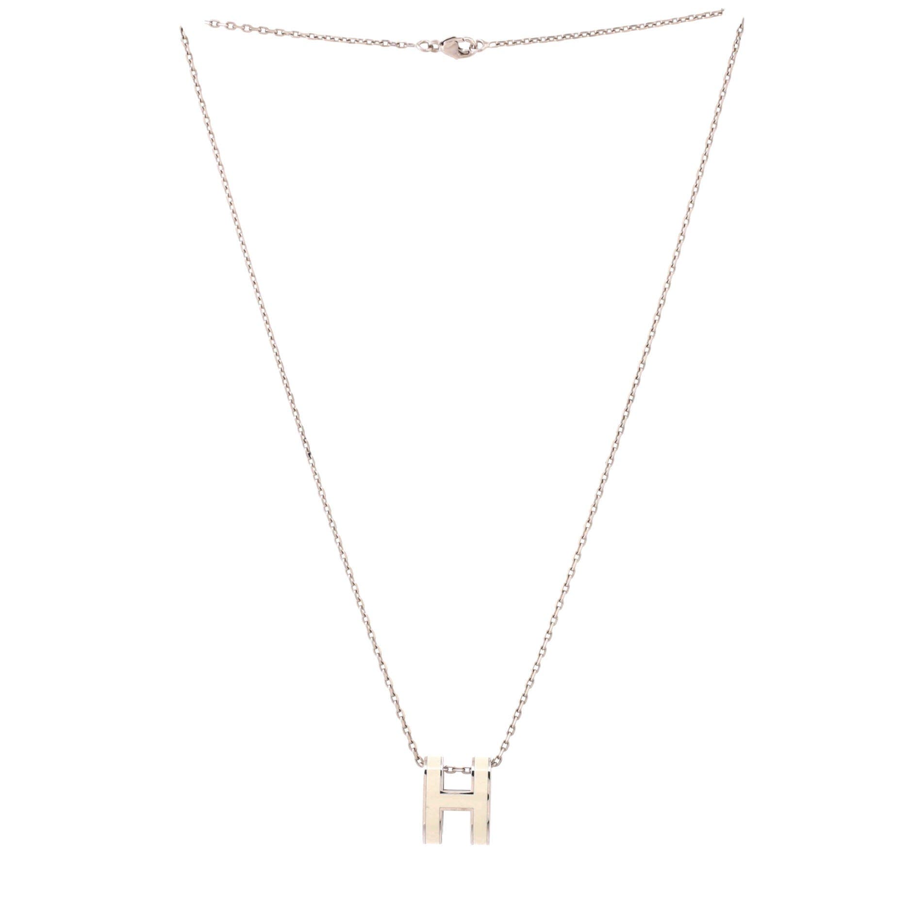 Pre-Owned Hermes Pop H Pendant Chain Necklace Metal and Enamel Mini, Alternate, color, Metallic