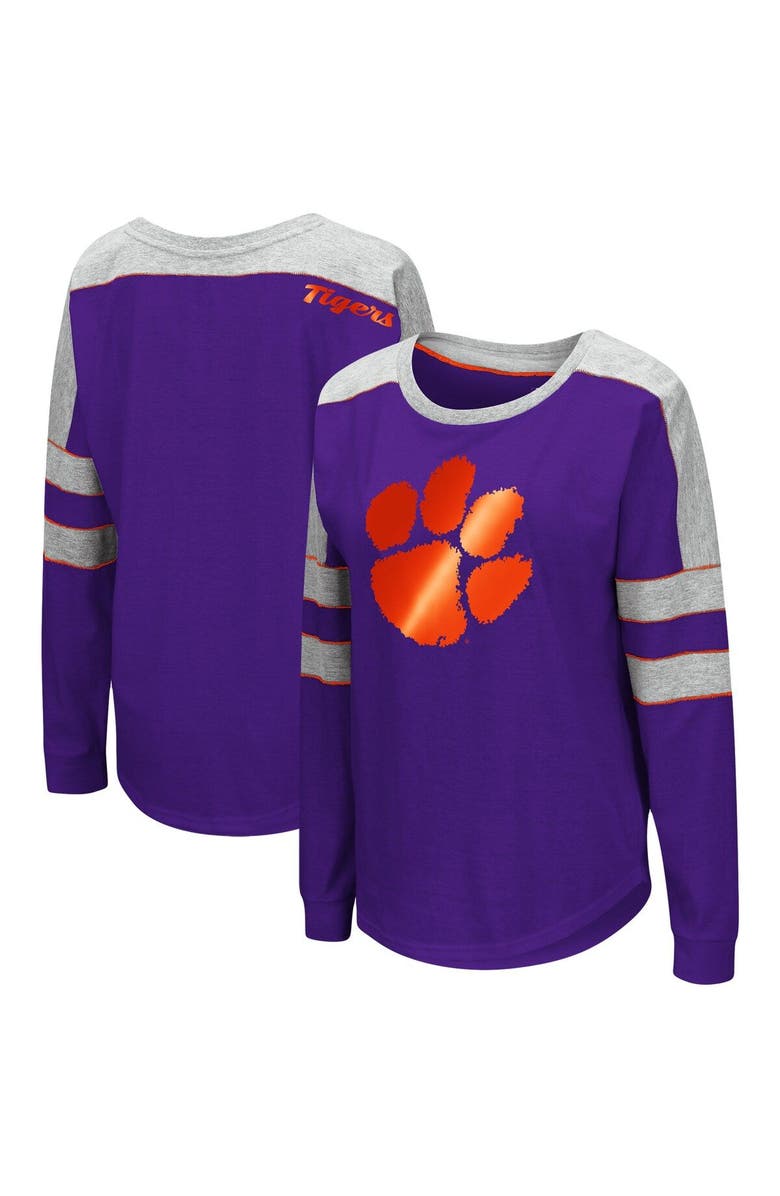 COLOSSEUM Women's Colosseum Purple Clemson Tigers Trey Dolman Long Sleeve T-Shirt, Main, color, 
