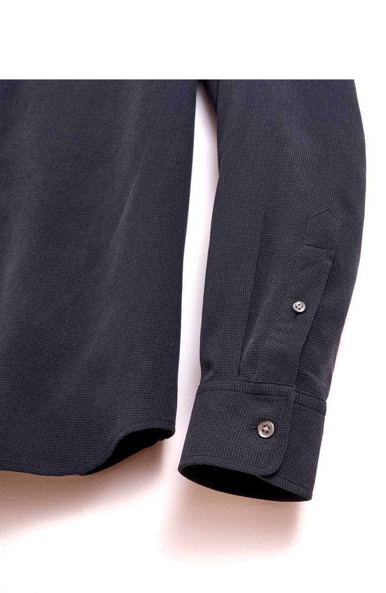 Billy Reid Rosedale Standard Fit Textured Silk & Cotton Button-Up Shirt, Alternate, color, Carbon Blue