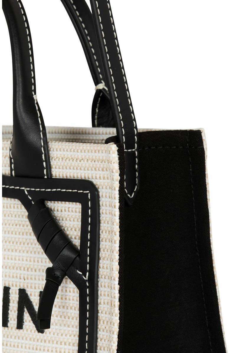 Balmain Small Raffia B-Army Tote Bag, Alternate, color,